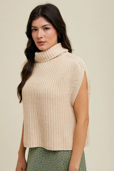 Wishlist Turtleneck Sweater Top - Natural