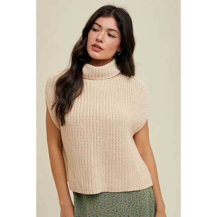 Wishlist Turtleneck Sweater Top - Natural