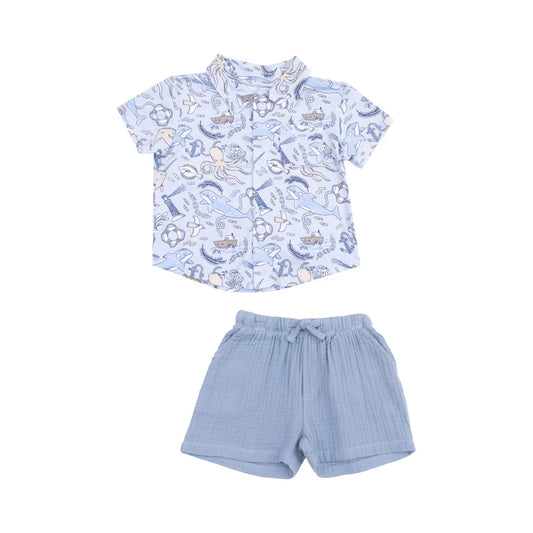 Angel Dear Nautical Notebook Polo 7 Short Set