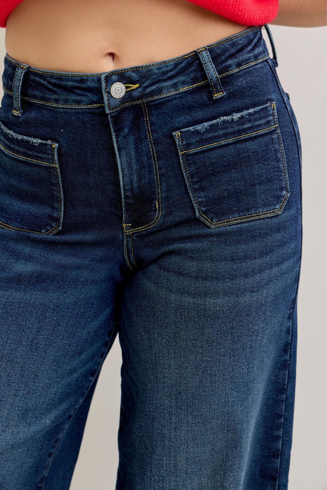 Judy Blue Palazzo Front Pocket Jeans - Drk Wash