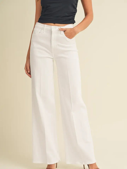Just Black Denim Palazzo Jeans - White