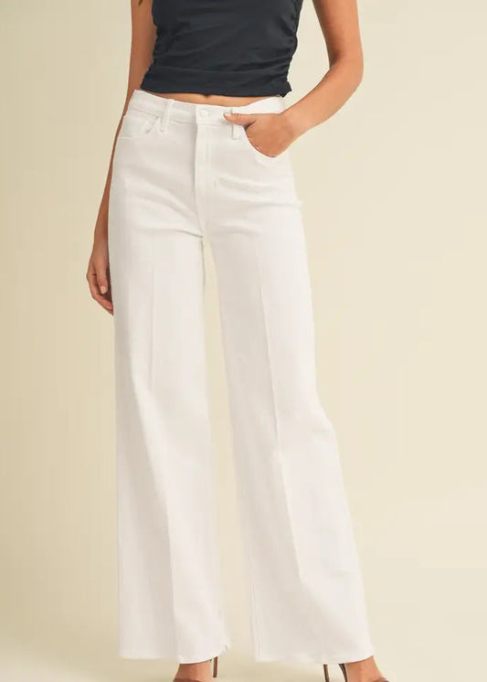 Just Black Denim Palazzo Jeans - White