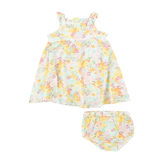 Angel Dear Paperbag Ruffle Sundress with Diaper Cover - Spring Meadow