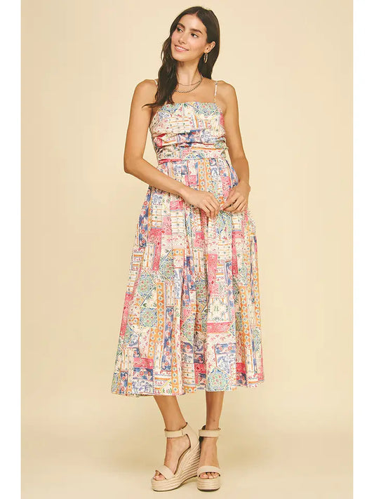 Pinch Patchwork Print Midi Dress