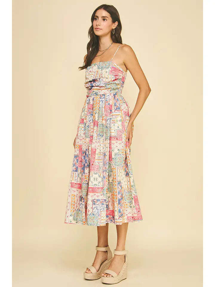 Pinch Patchwork Print Midi Dress