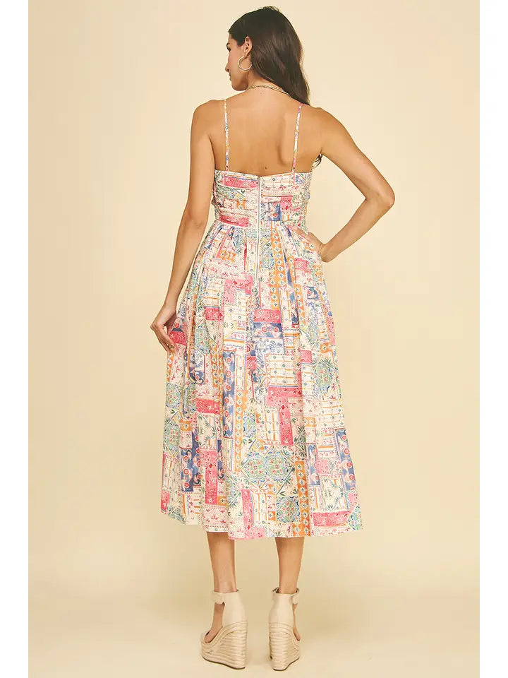 Pinch Patchwork Print Midi Dress
