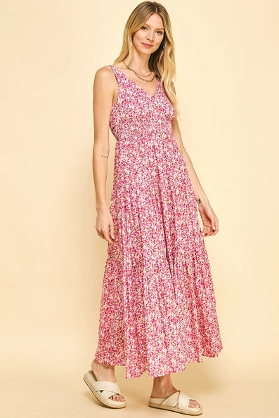 Pinch Tiered Maxi Dress - Pink Multi