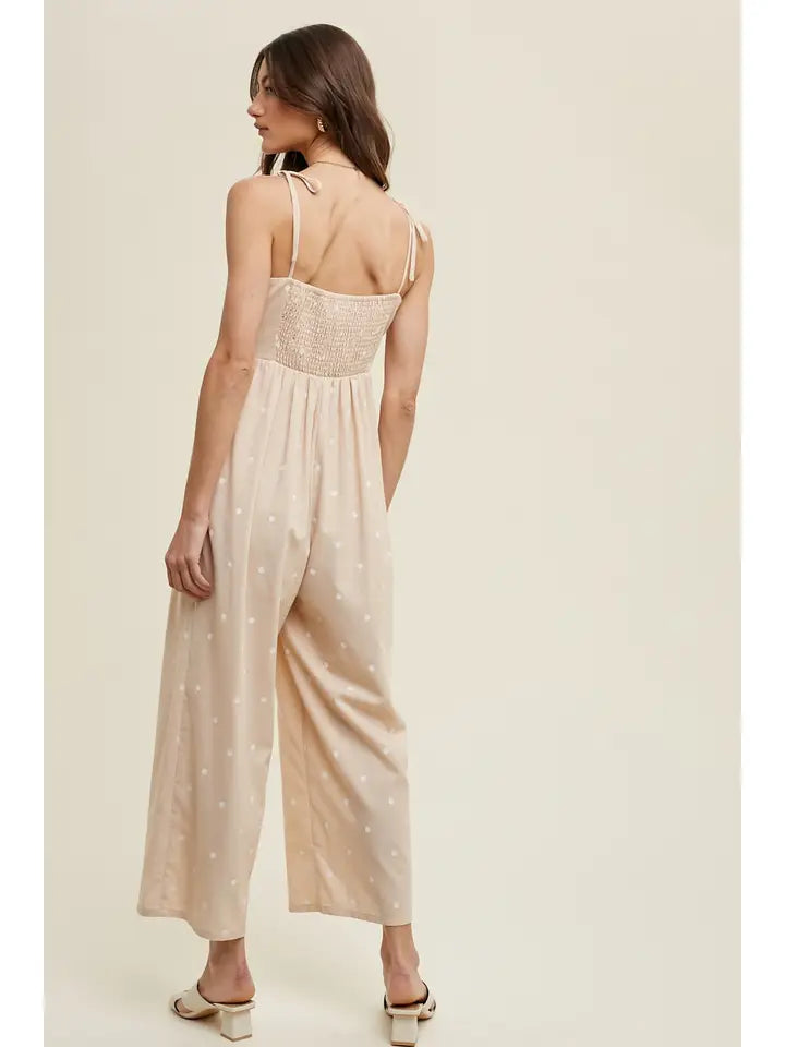 Wishlist Polka Dot Jumpsuit - Taupe