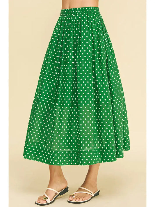 Pinch Polka Dot Midi Skirt - Green