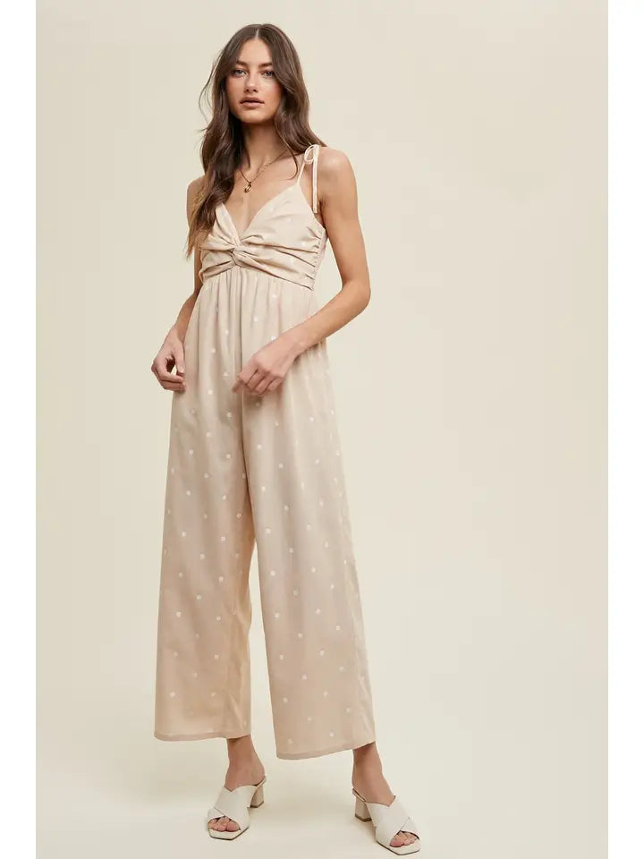 Wishlist Polka Dot Jumpsuit - Taupe