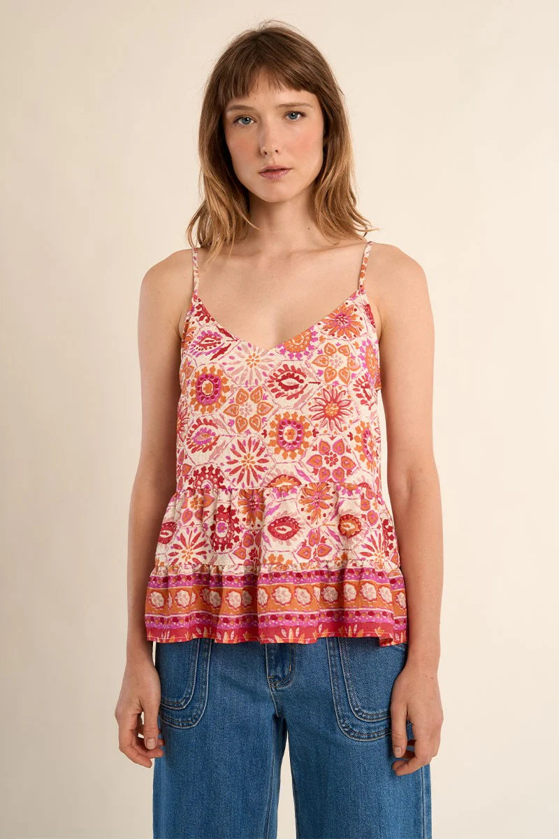 Molly Bracken Melissa Printed Peplum Top