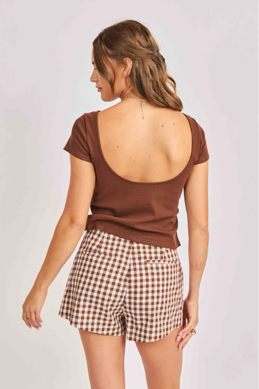 Sadie & Sage Ruby Knit Ribbed Top - Brown