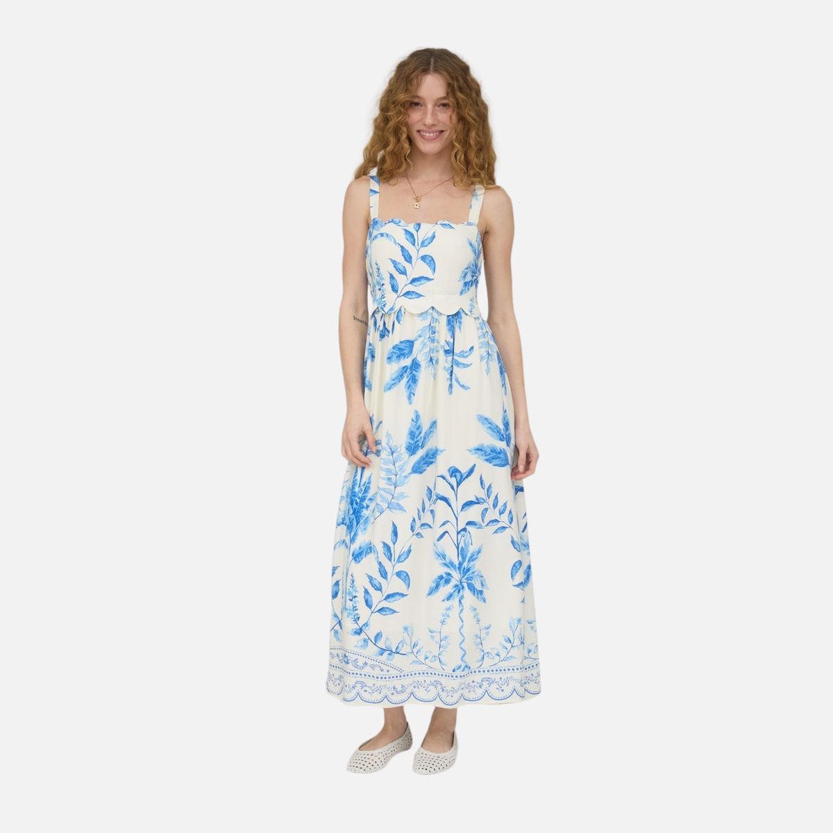 women's floral blue midi dress