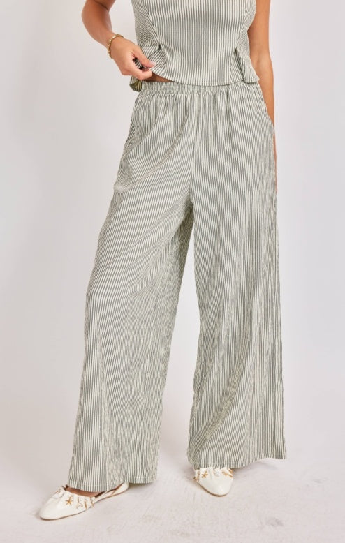 Sadie & Sage See Me Striped Pants - Green
