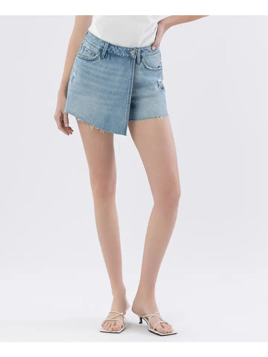 Vervet by Flying Monkey Super High Rise Raw Hem Denim Skort