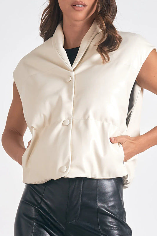 Elan Skye Faux Leather Vest - White