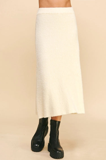 Pinch Soft Yarn Maxi Skirt - Cream