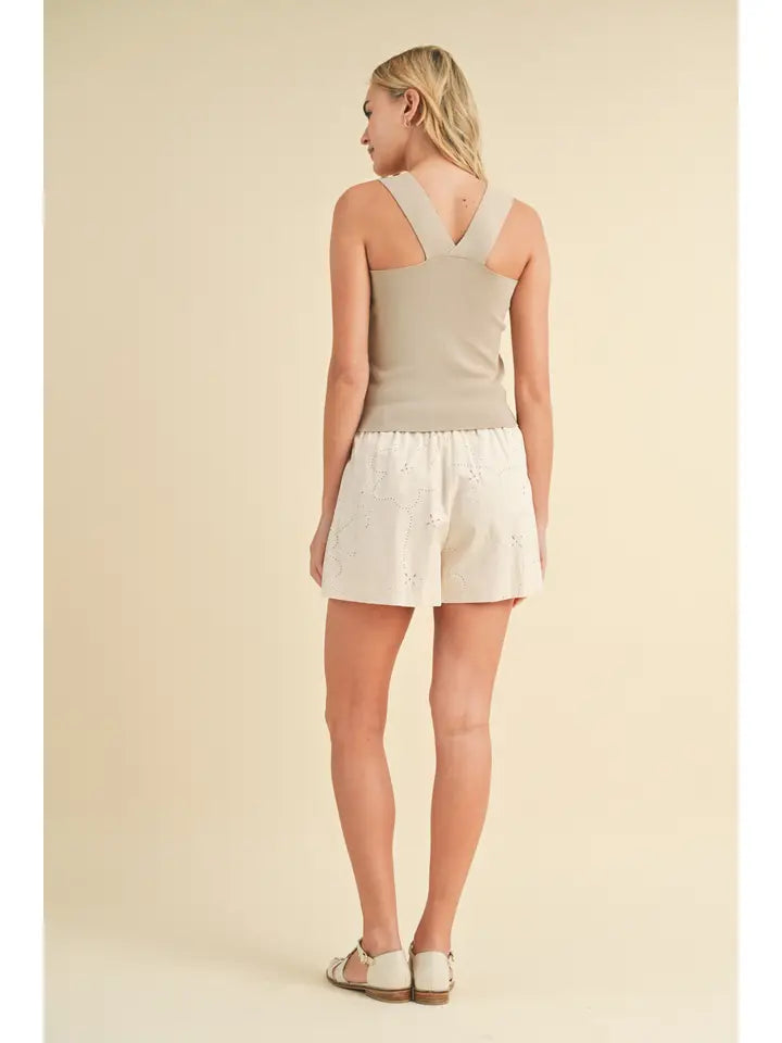 Wishlist Square Neck Sweater Tank - Sienne/Champagne