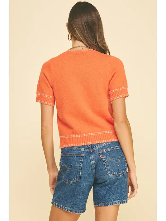 Pinch Stitch Detail Sweater - Salmon