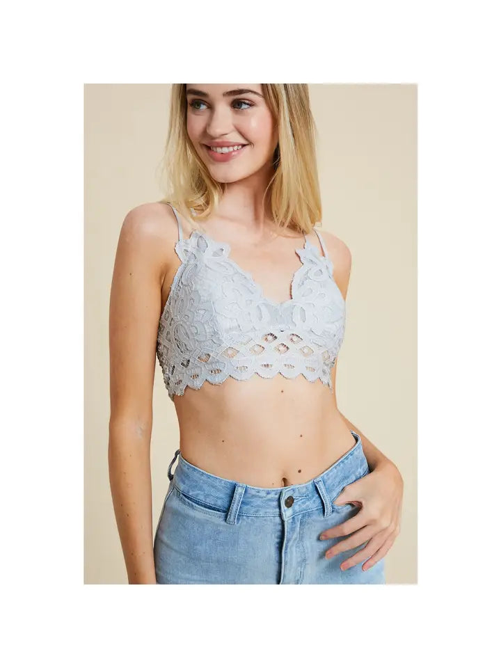 Wishlist Double Scalloped Lace Bralette