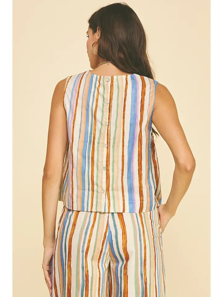Pinch Multi Color Stripe Top in Burnt Orange