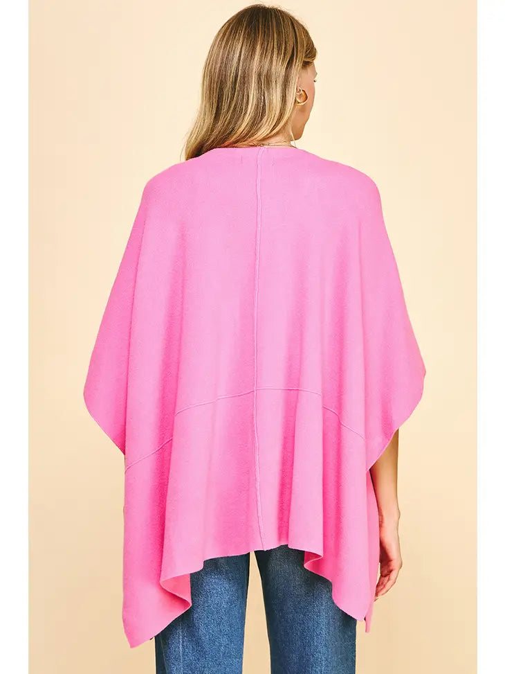Pinch Sweater Cape/Poncho with Side Buttons