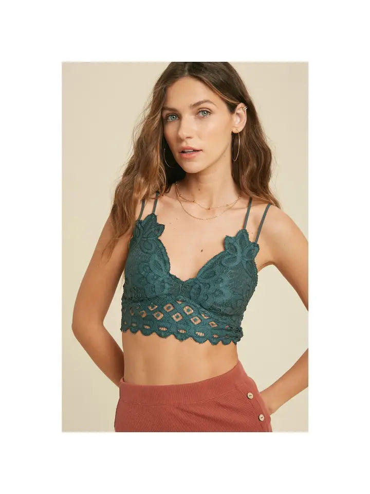 Wishlist Double Scalloped Lace Bralette