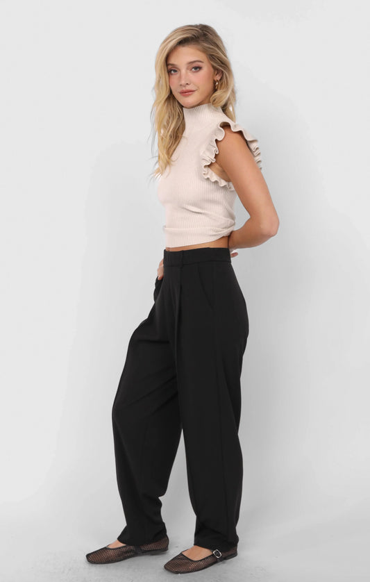 Sadie & Sage Think Poetic Front Seam Tapered Trousers
