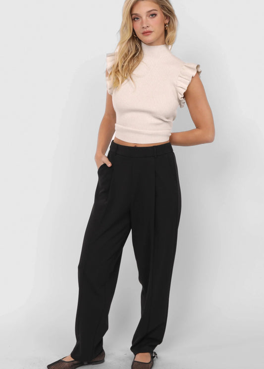 Sadie & Sage Think Poetic Front Seam Tapered Trousers
