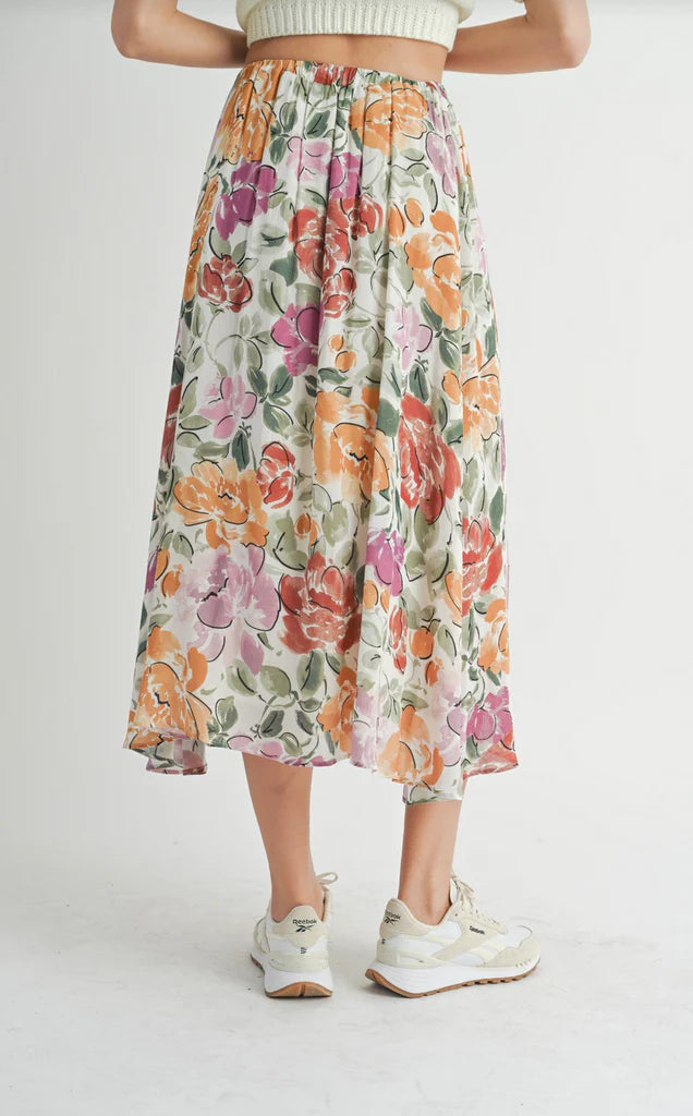 Sadie & Sage Treasures Floral Midi Skirt