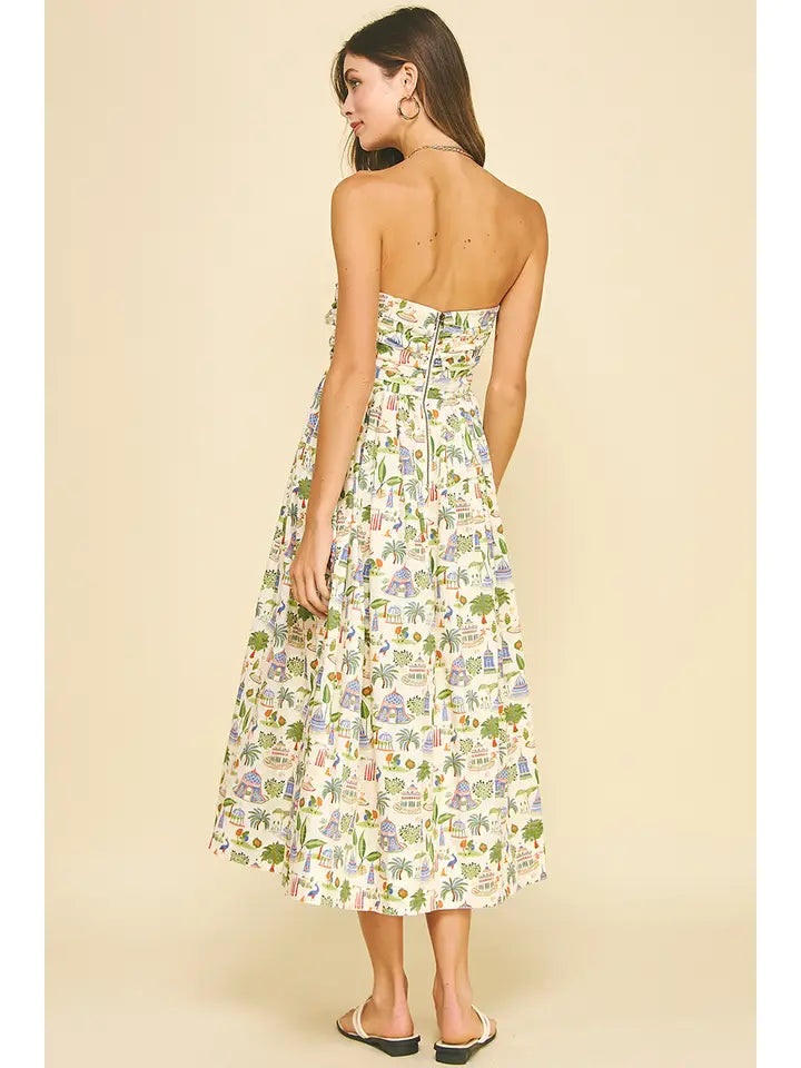 Pinch Tropical Scenic Print Midi Dress
