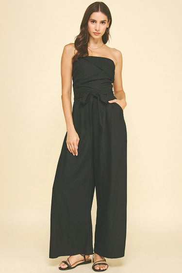 Pinch Tube Jumpsuit w/ Belt - Blk