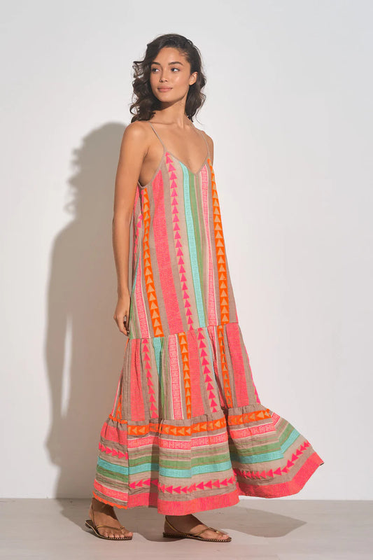 Elan Aztec Maxi Dress - Neon Multi