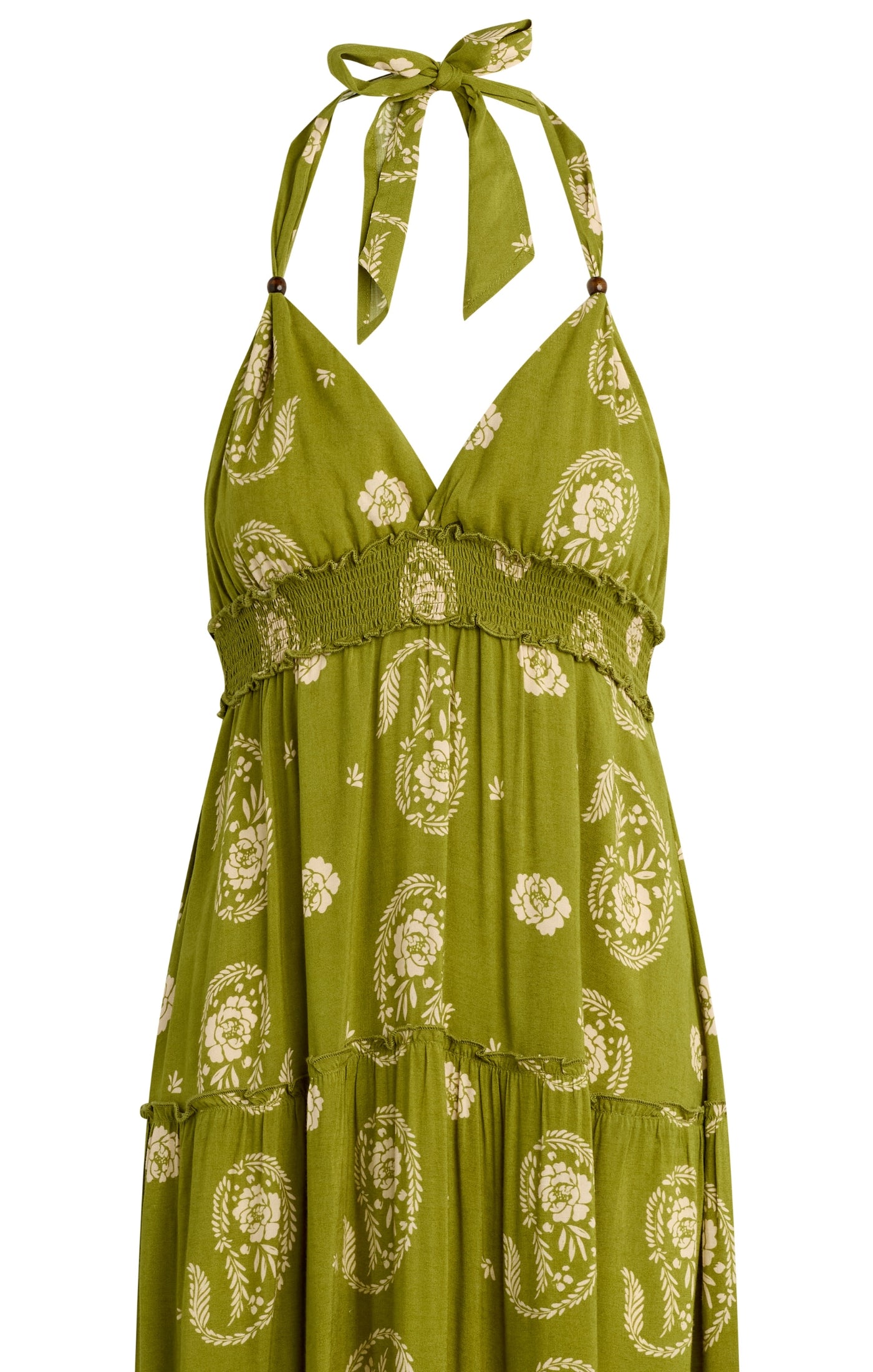 Bila 77 Elden Halter Maxi Dress - Green Paisley