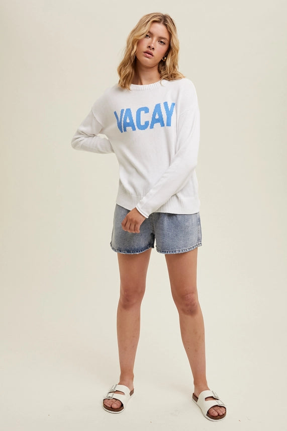 Wishlist Vacay Sweatshirt - White/Blue