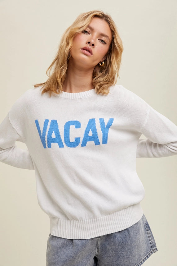 Wishlist Vacay Sweatshirt - White/Blue