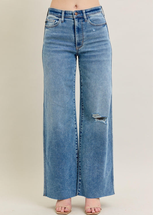 Judy Blue Vintage Wash Wide Leg with Destroy Jean