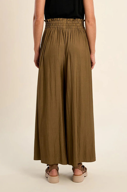 Molly Bracken Wide Flowey Trouser Pants - Khaki