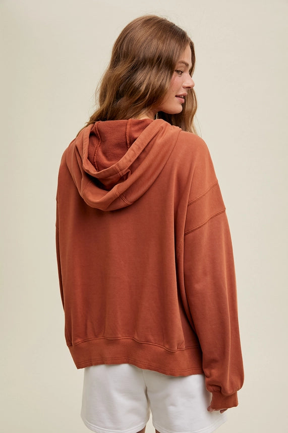 Wishlist Half-Zip Hooded Pullover - Rust