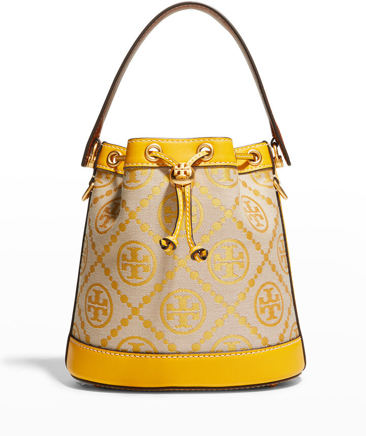 Tory Burch Monogram Embossed Golden Sunset Bucket Bag